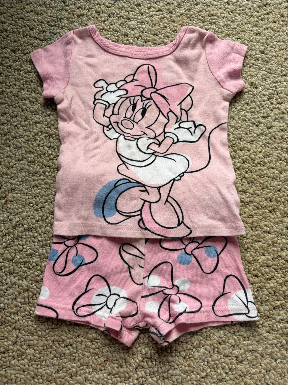 Disney Pink Minnie Mouse Bow-Print Kids Pajama Set
